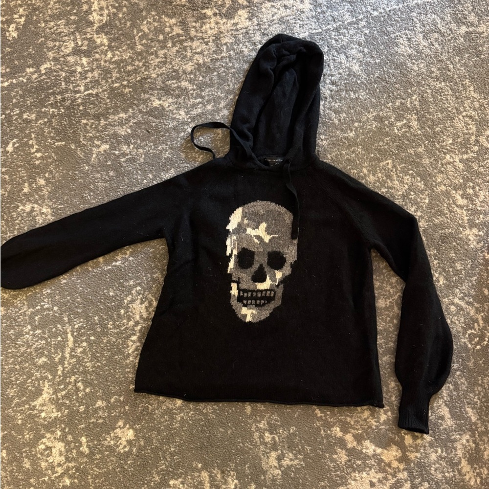 Skull Cashmere Black Hooded Sweater Small